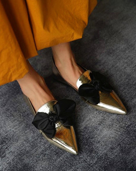 Bowknot Pointed Loafers Slip-on