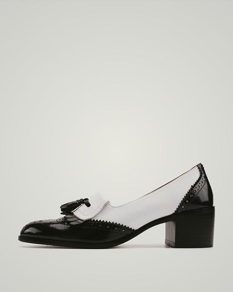 Retro Shallow Colorblock Tassel Loafers