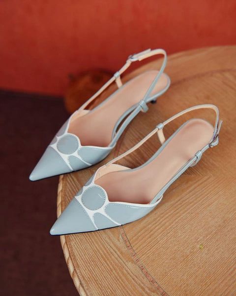 Pointed-toe Color Block Hollow-out High Heels