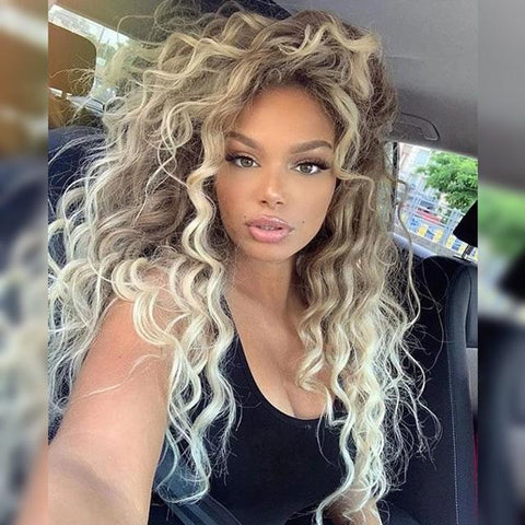 Long Curly Blonde Wig Glueless Party Daily Wear