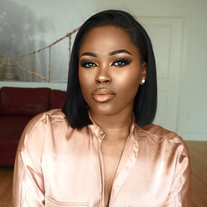 DIY black bob natural straight wig