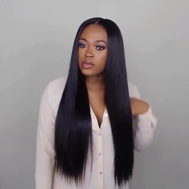 Black invisible long straight hair