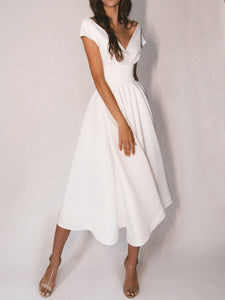 White v-neck halter dress