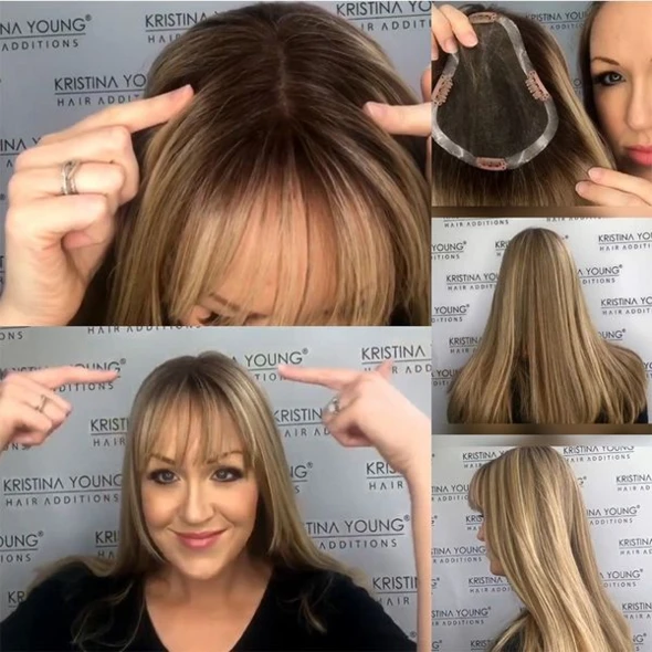 Natural Portable Human Hair Topper With Bangs