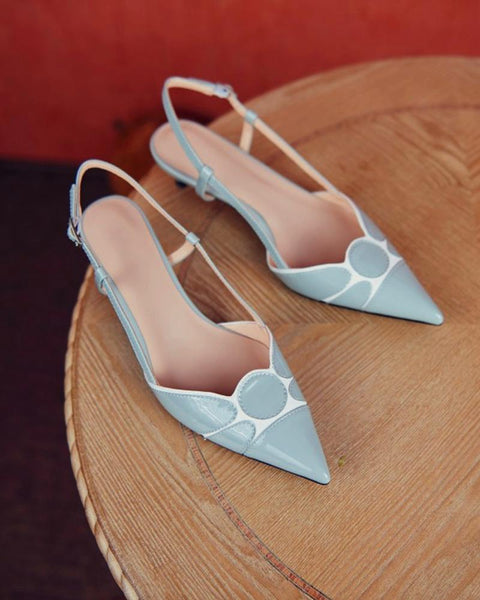 Pointed-toe Color Block Hollow-out High Heels