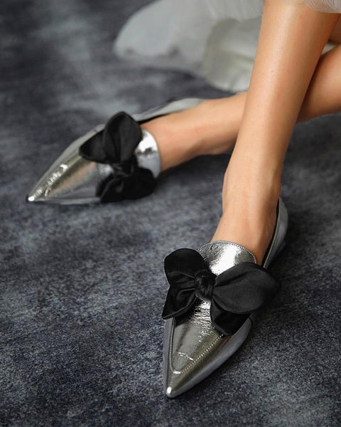 Bowknot Pointed Loafers Slip-on