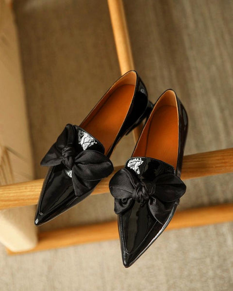 Bowknot Pointed Loafers Slip-on