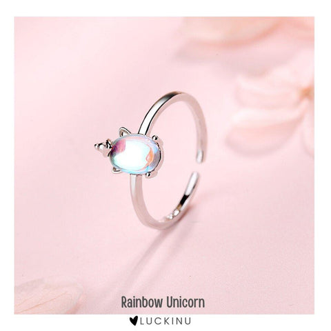 "Rainbow Unicorn" Sterling Silver Ring