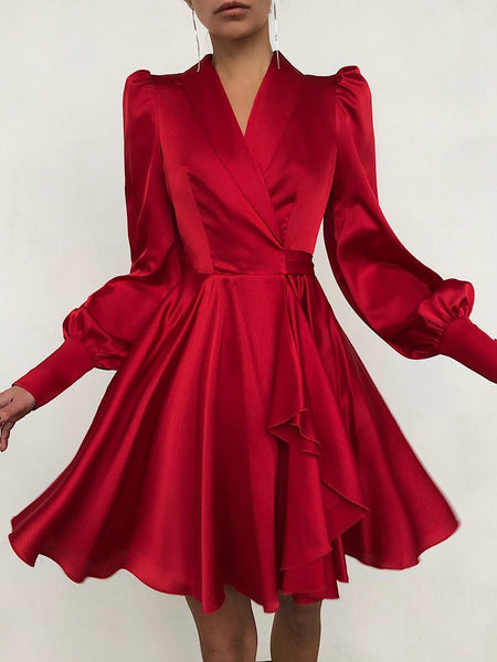 Fashion Elegant V-Neck Flared Sleeve Elegant Dress
