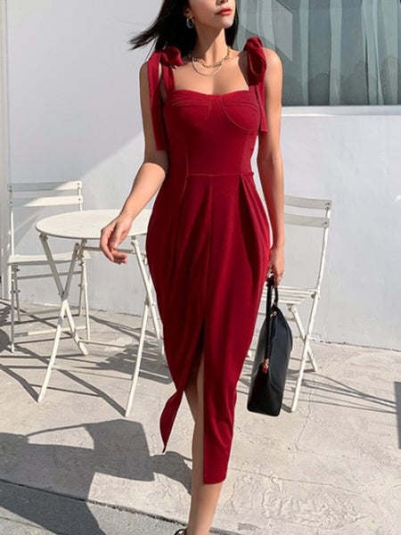 Fashion Sexy Long Evening Dress With Strappy Slit Design
