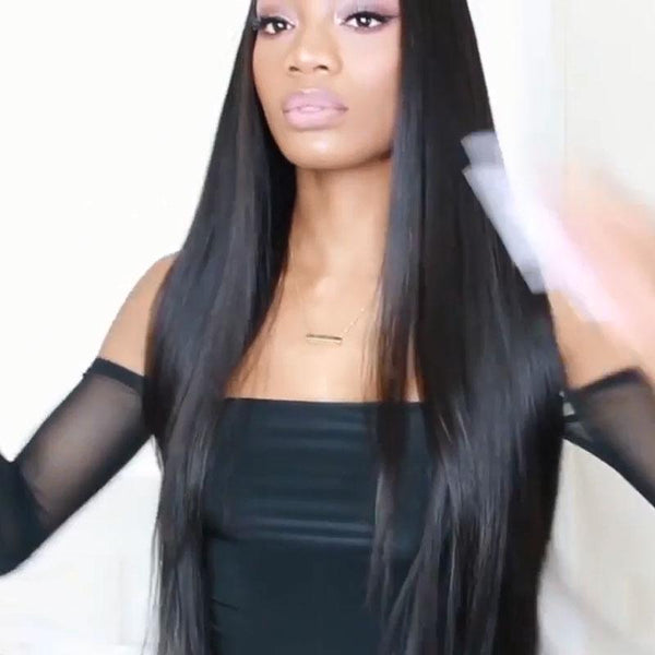 Silky straight long woman wig