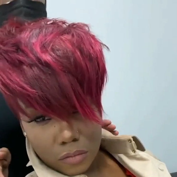 2023 New Red Pixie Bangs Wig