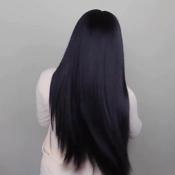 Black invisible long straight hair