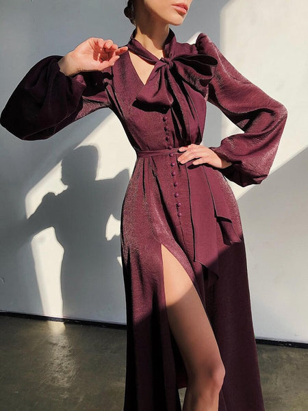 Fashion Elegant Flared Sleeves Lace-Up Evening Dress