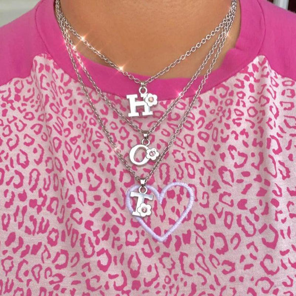 3 Layered Letter Flower Necklce custom available