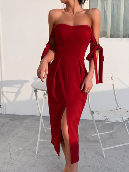 Fashion Sexy Long Evening Dress With Strappy Slit Design