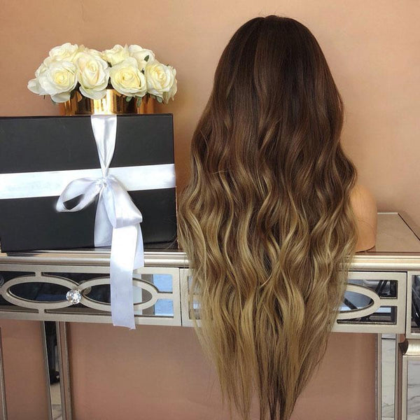 Brown Heat resistant natural wave wig