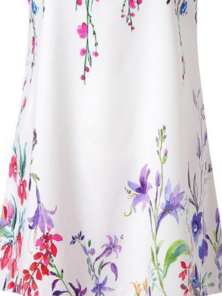 Round Neck Floral Printed Shift Dress