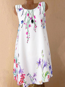 Round Neck Floral Printed Shift Dress