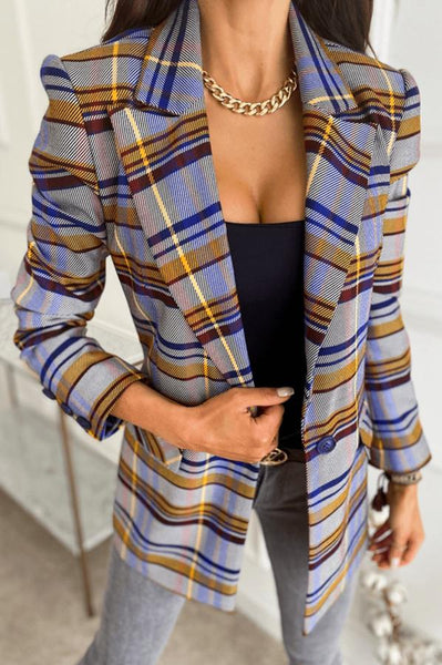 Liverpool Plaid Button Down Blazer