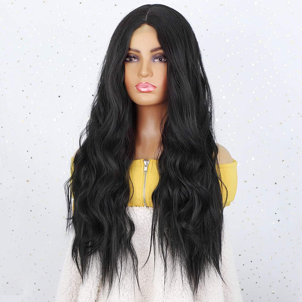 Long Black Curly Wavy Mini Lace Wig For Women