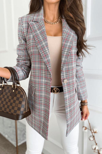 Liverpool Plaid Button Down Blazer