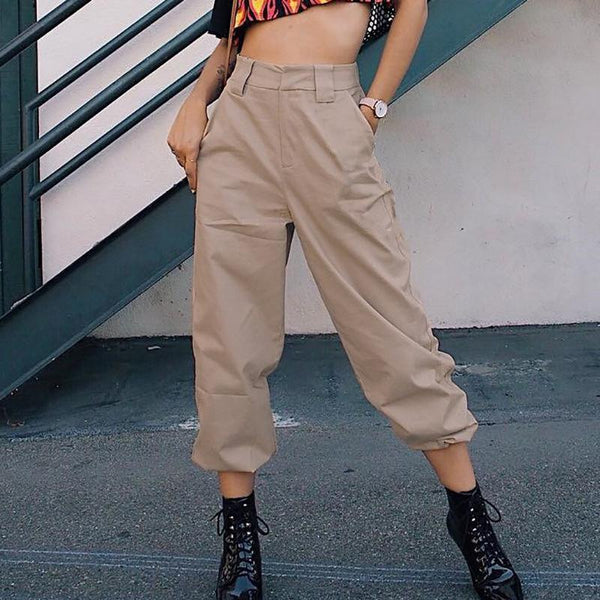 High Waist Cuffed Harem Pant with Chain
