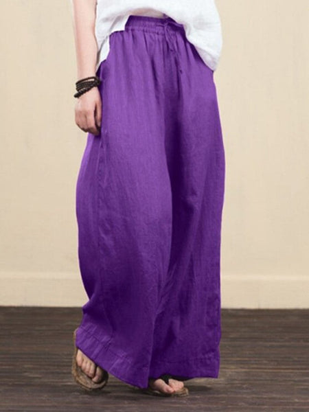 Cotton Linen Loose Wide Pants Gaucho Pants