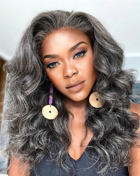 Salt And Pepper Color Natural Wave Lace Wig