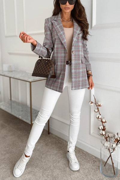 Liverpool Plaid Button Down Blazer