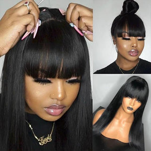 Pre Plucked Straight Black Wig