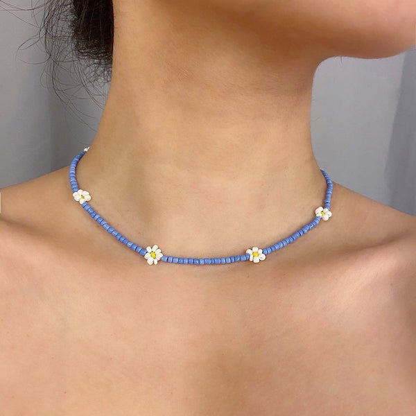 Beaded Daisy Choker Necklace