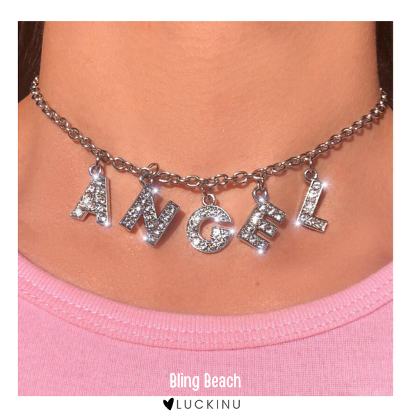Bitch Letter Diamond Choker Necklace-Custom letters available