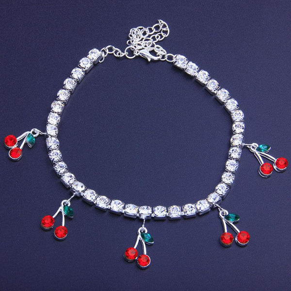 Cherry Rhinestones Bling Anklet