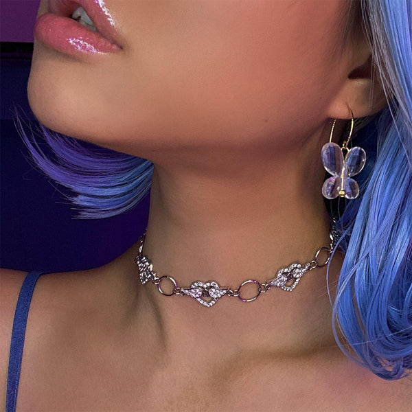 Cute Heart Wings Circle Choker Necklace