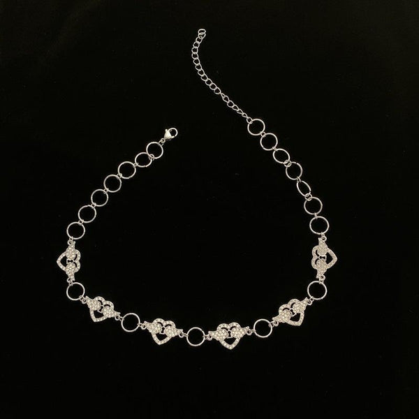 Cute Heart Wings Circle Choker Necklace
