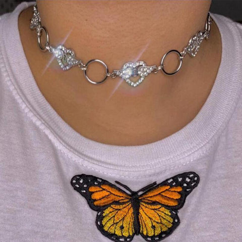 Cute Heart Wings Circle Choker Necklace