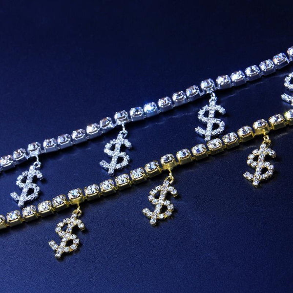 Dollar Symbol Rhinestones Anklet