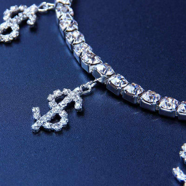 Dollar Symbol Rhinestones Anklet