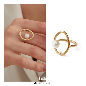 "Faith" Pearl Open Ring
