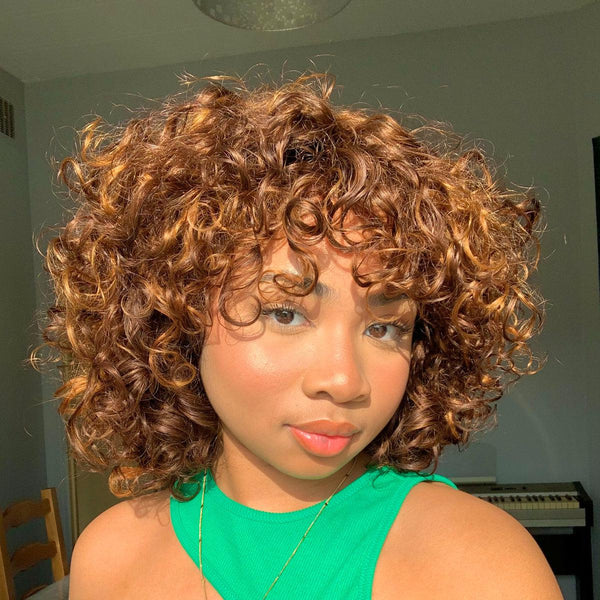 High Density Messy Curly Wig With Bang