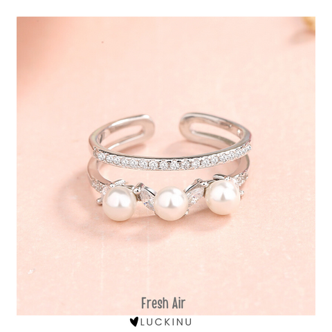 "Fresh Air" Sterling Silver Pearl Open Ring