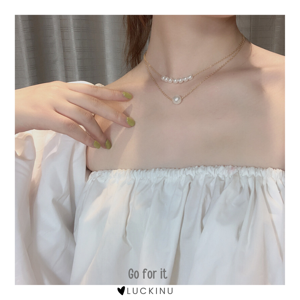 "Go for it" 2 Layered Pearl Necklace