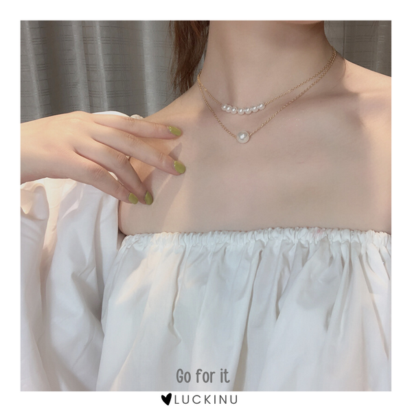 "Go for it" 2 Layered Pearl Necklace