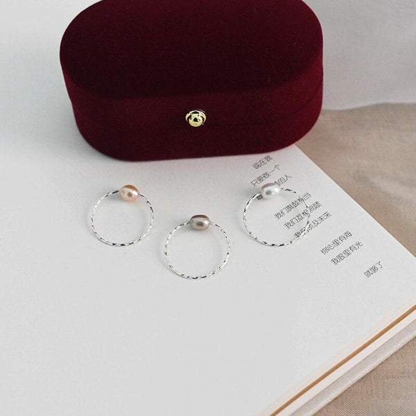 Natural Freshwater Pearl ring for women 925 Sterling Silver Jewelry for girls simple Vintage 2021 new