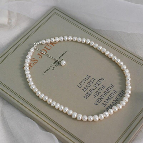 6-7mm Natural freshwater pearl Chokers necklace 925 sterling silver jewelry for women gift 2021 trend new fashion