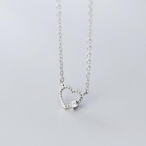 New 925 Sterling Silver Dazzling Zircon Hollow Out Hearts Pendant Necklace for Women Fine Jewelry Valentine's Gift