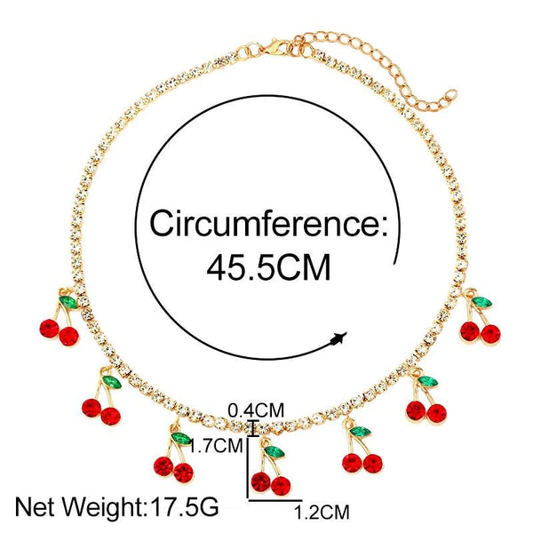 Cherry Charm CZ Diamond Necklace