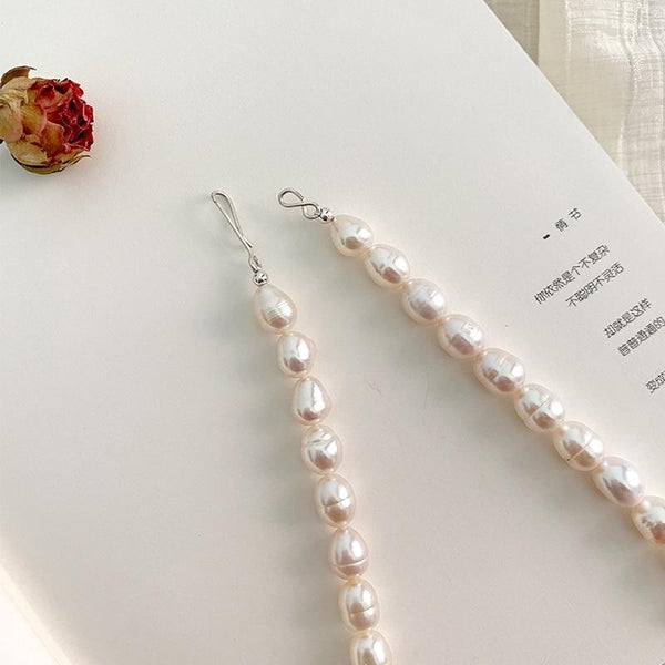 Real Freshwater Pearl Necklace 925 Sterling Silver Clasp Jewelry for Women Natural growth pattern Gift