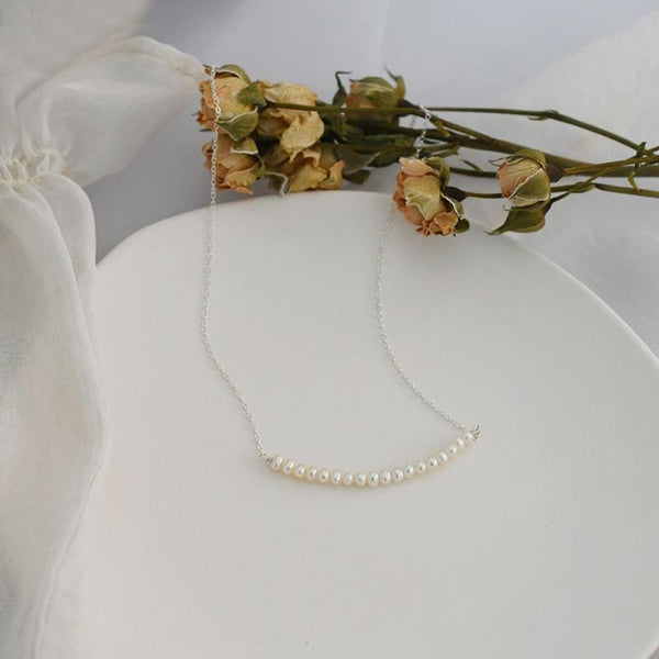 925 Sterling Silver Smile Necklace Natural Freshwater Pearl Jewelry for Fashion women